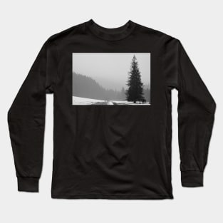 Lonely man walking by big tree Long Sleeve T-Shirt